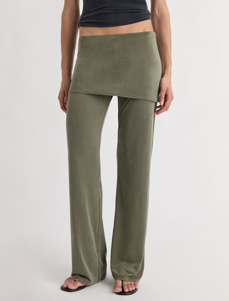 ALEXIA- khaki stitched cupro pants and mini-skirt piece – paloma wool