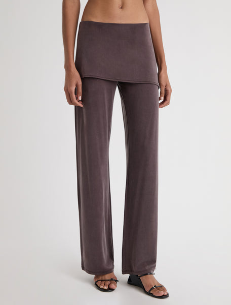ALEXIA- mahogany stitched cupro pants and mini-skirt piece