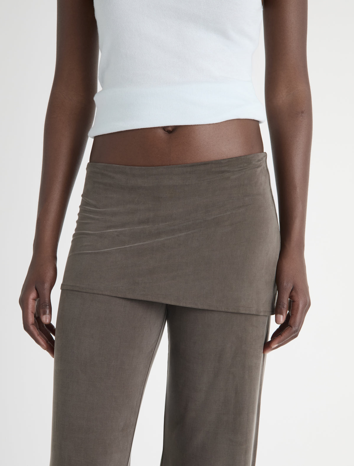 ALEXIA- Brown stitched cupro pants and mini-skirt piece – paloma wool