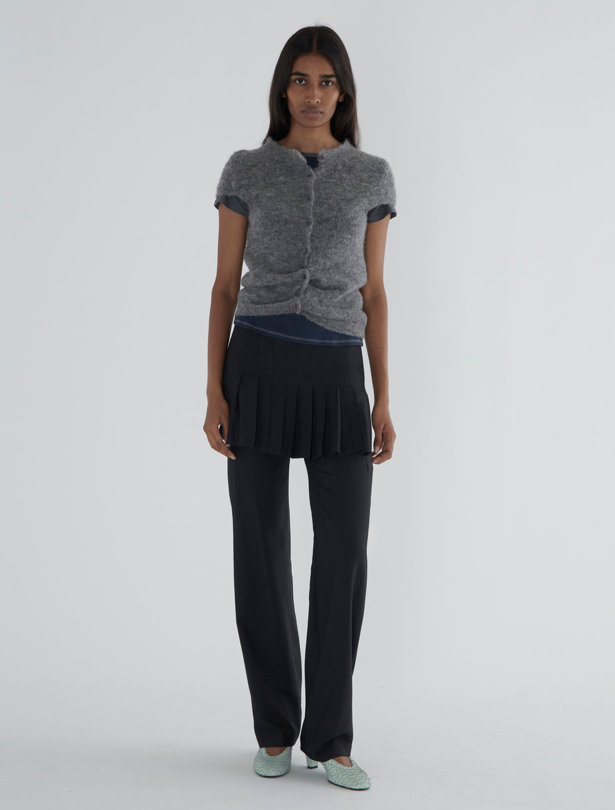 Andrale trousers pleated semi skirt overlay
