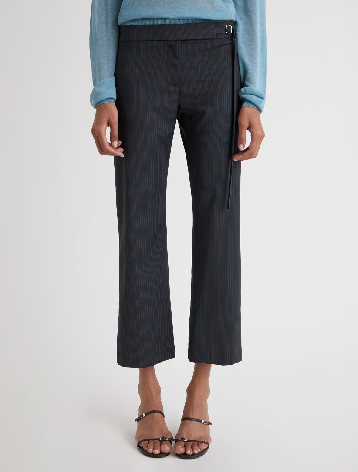 Bigas regular straight leg capri pants tie detail