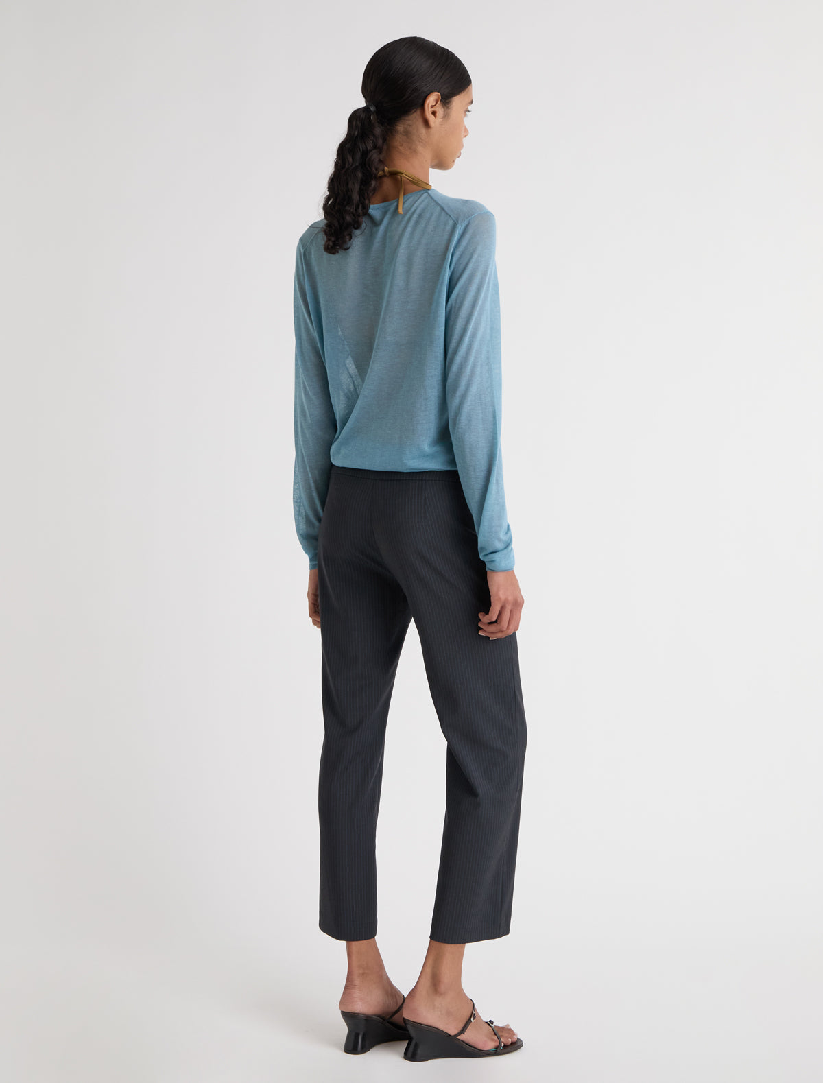 Bigas regular straight leg capri pants tie detail