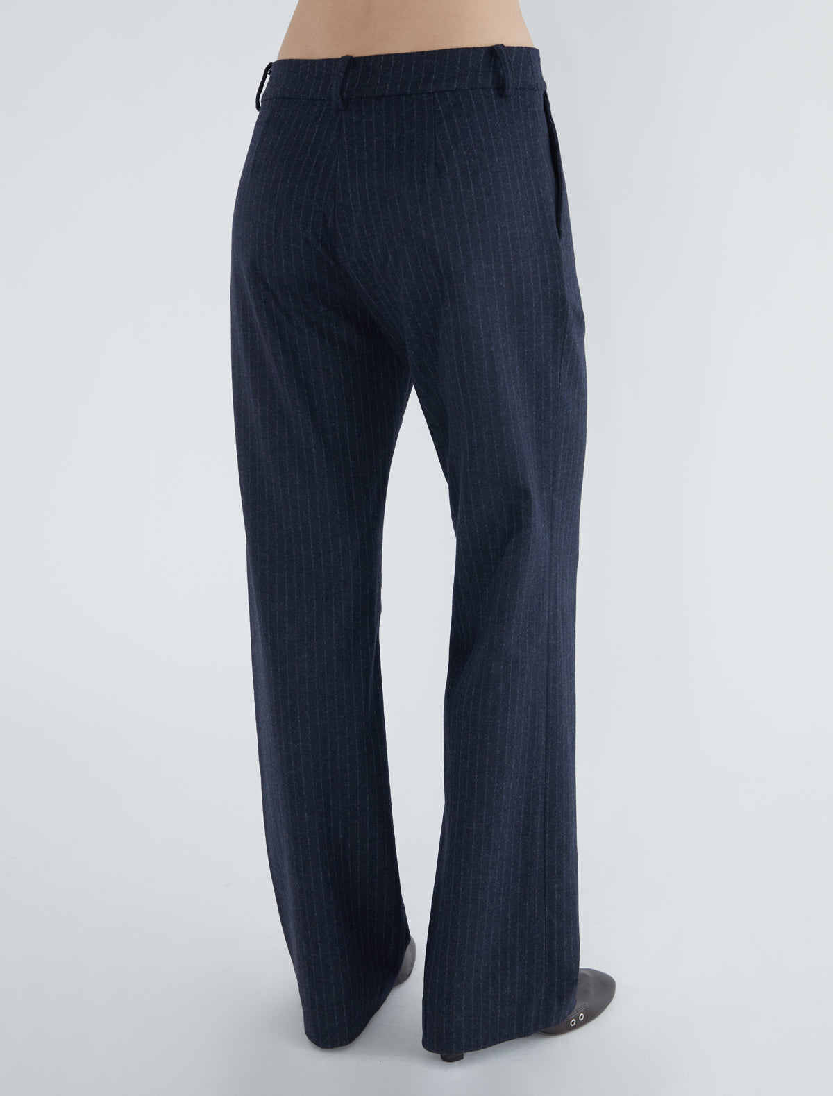 Hina straight leg classic wool pants navy