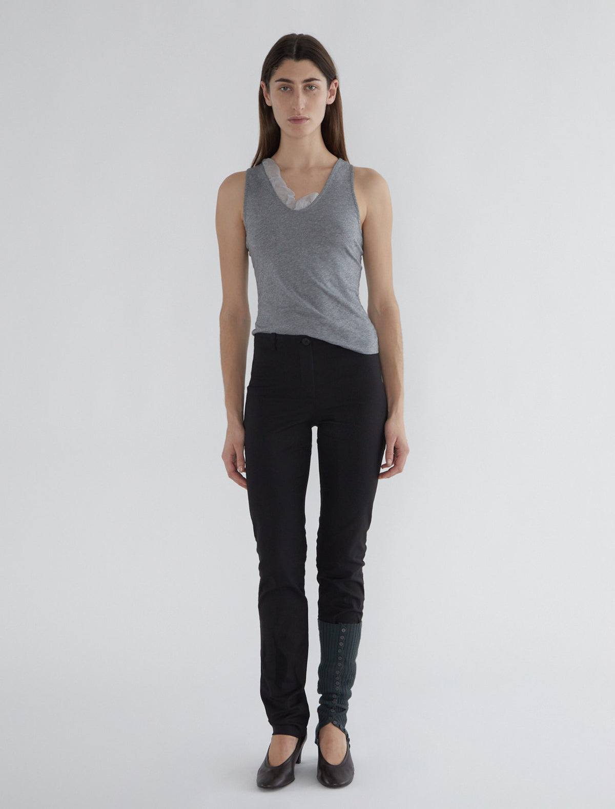 Liu suit fabric pants wrinkle hem brown