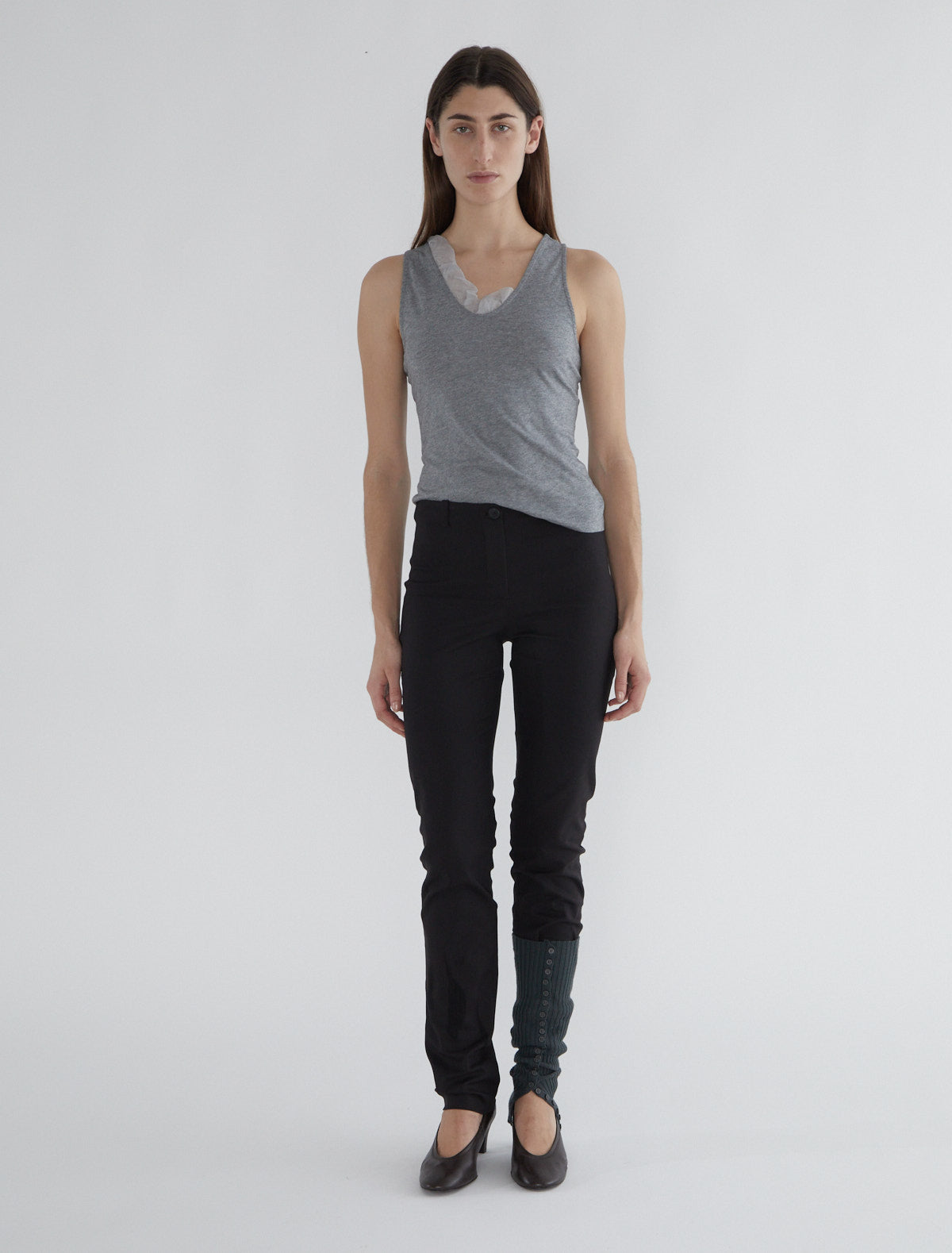 Jason tank top silk ruffle grey