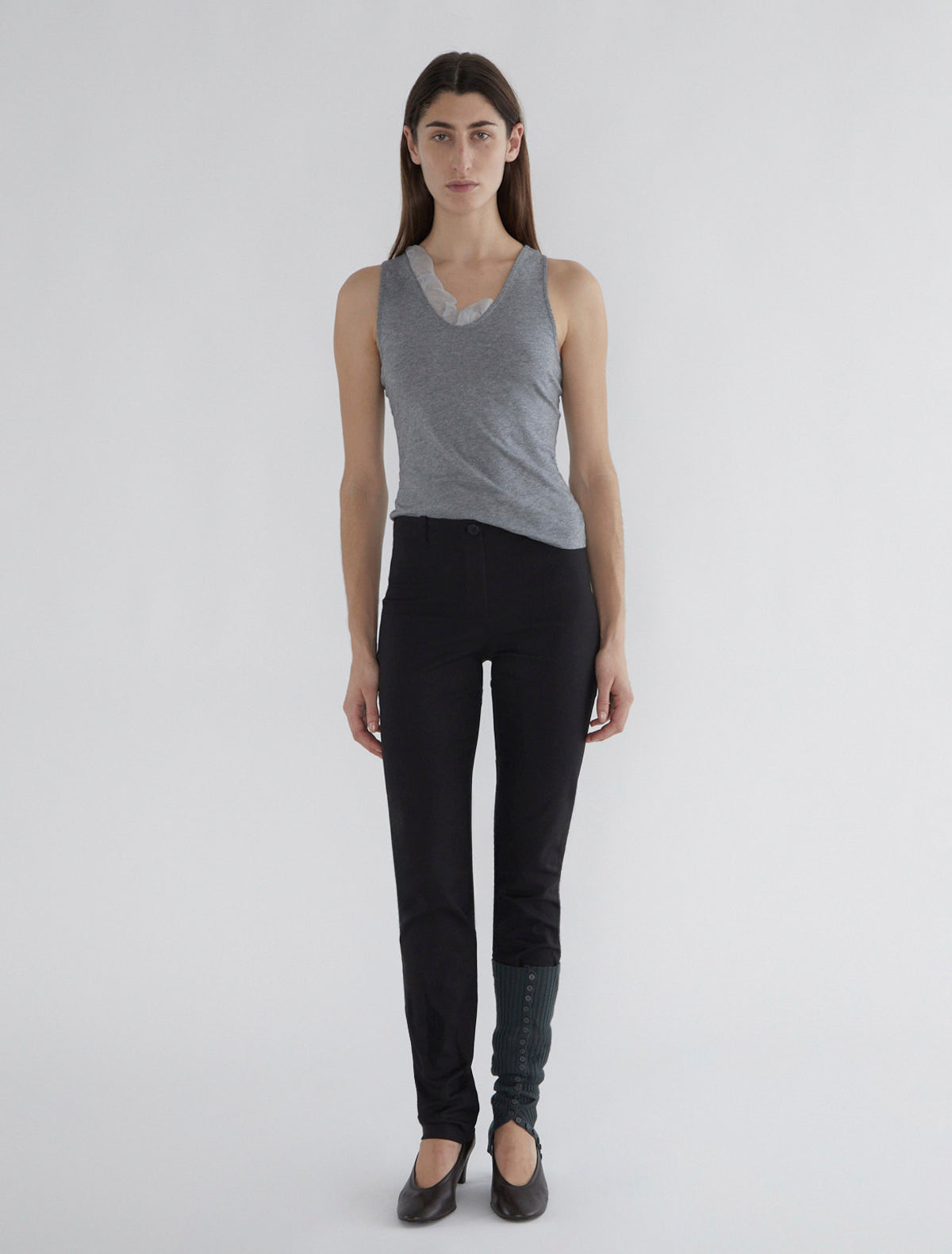 Liu suit fabric pants wrinkle hem brown