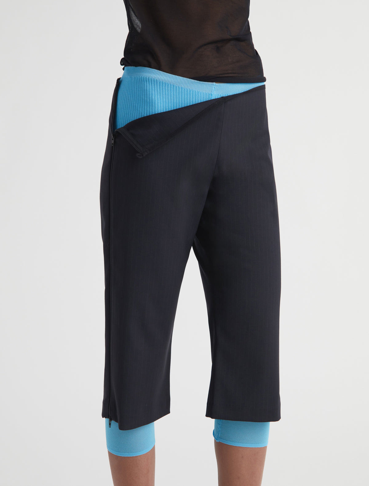 Lumieti prinstripe capri pants side zipper