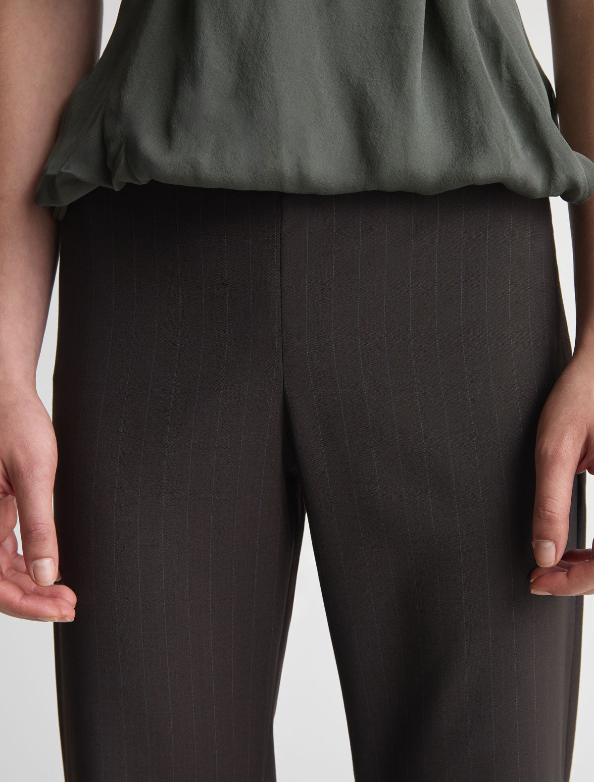 Malek straight leg suit pants black tape detail back brown
