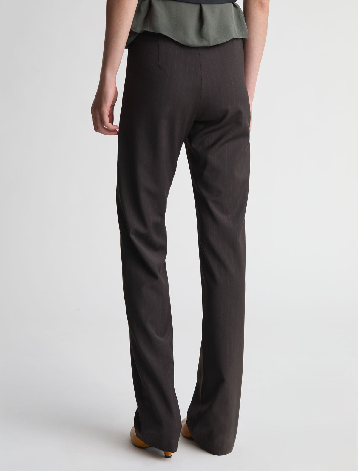 Malek straight leg suit pants black tape detail back brown