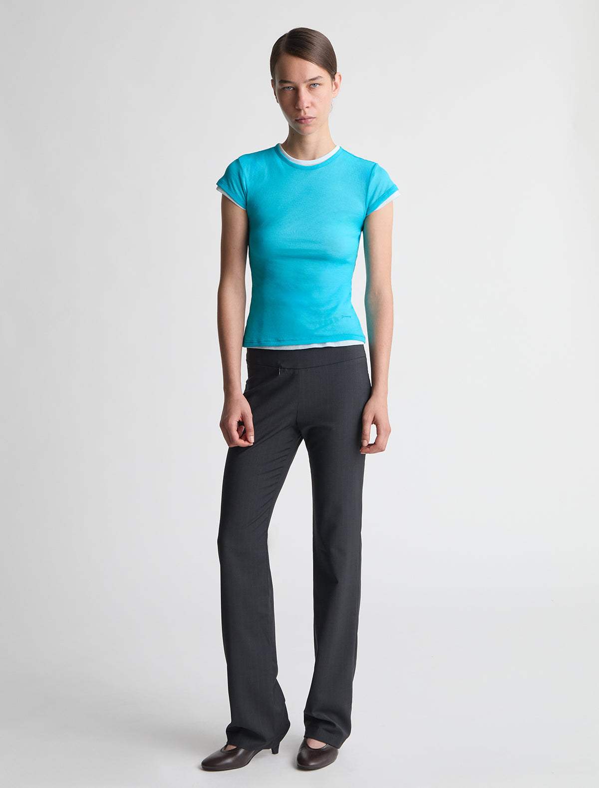 Saba pinstripe low rise trousers straight legs grey