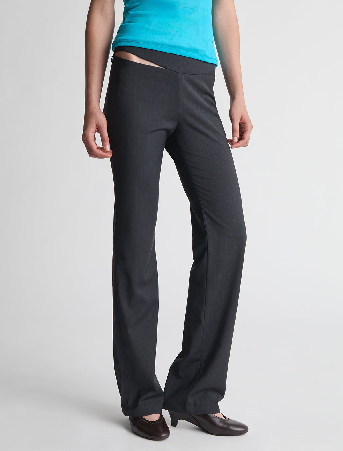 Saba pinstripe low rise trousers straight legs grey