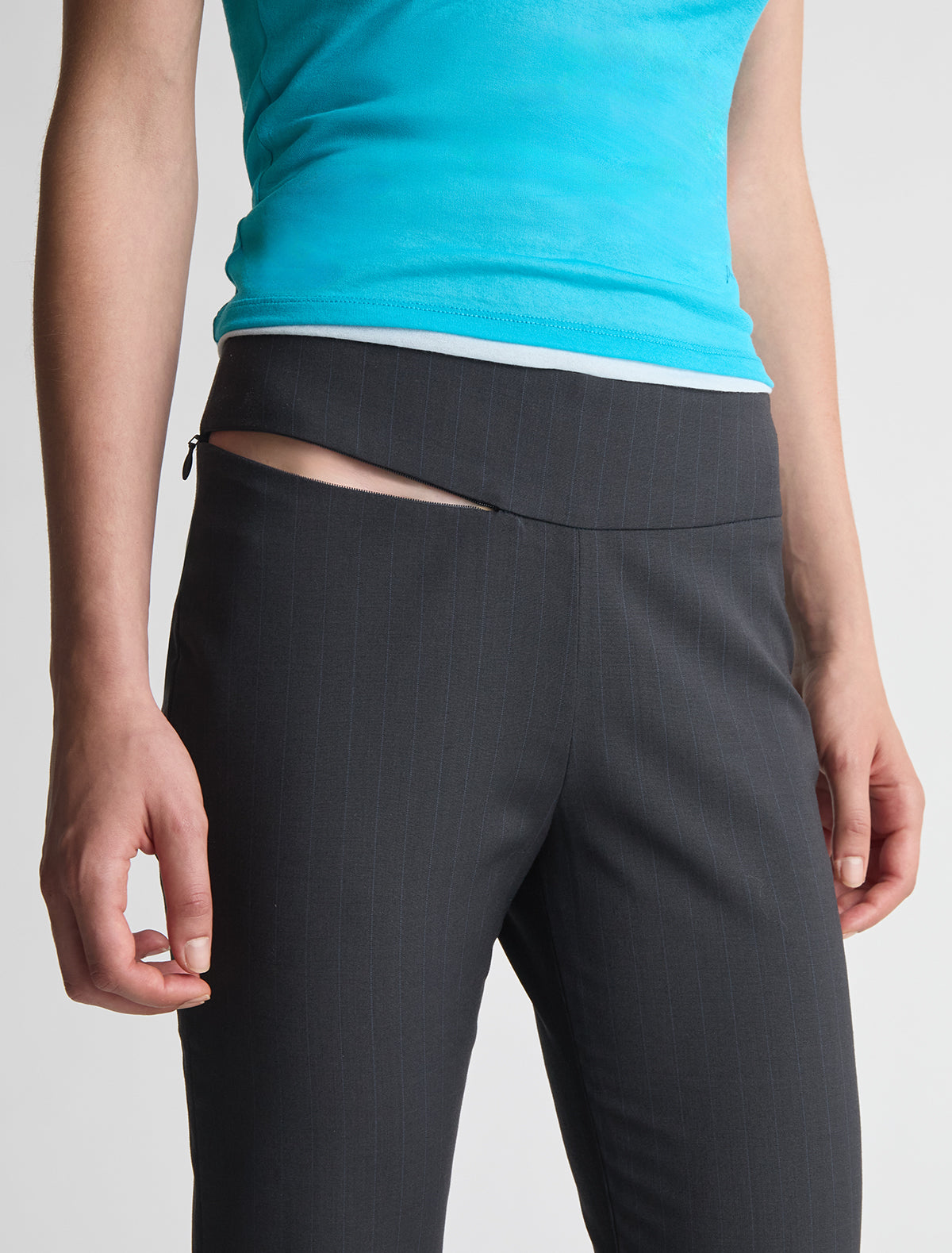 Saba pinstripe low rise trousers straight legs grey