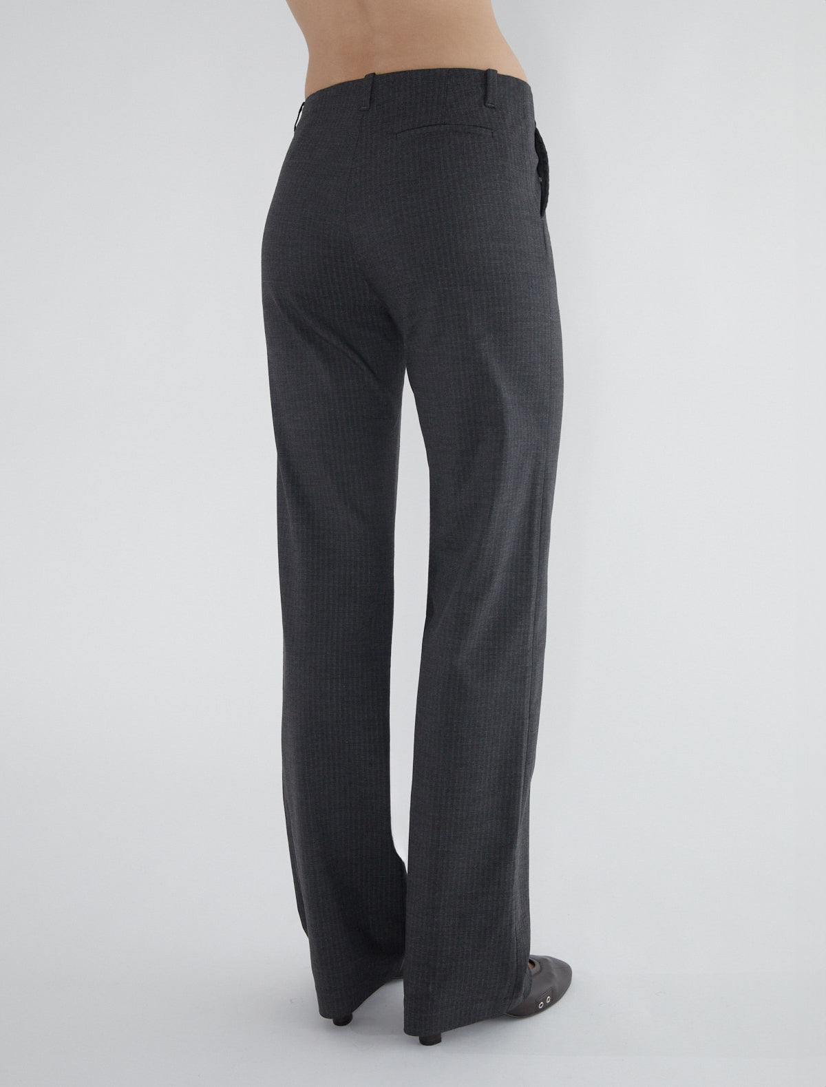 Sil suit fabric straight pants grey