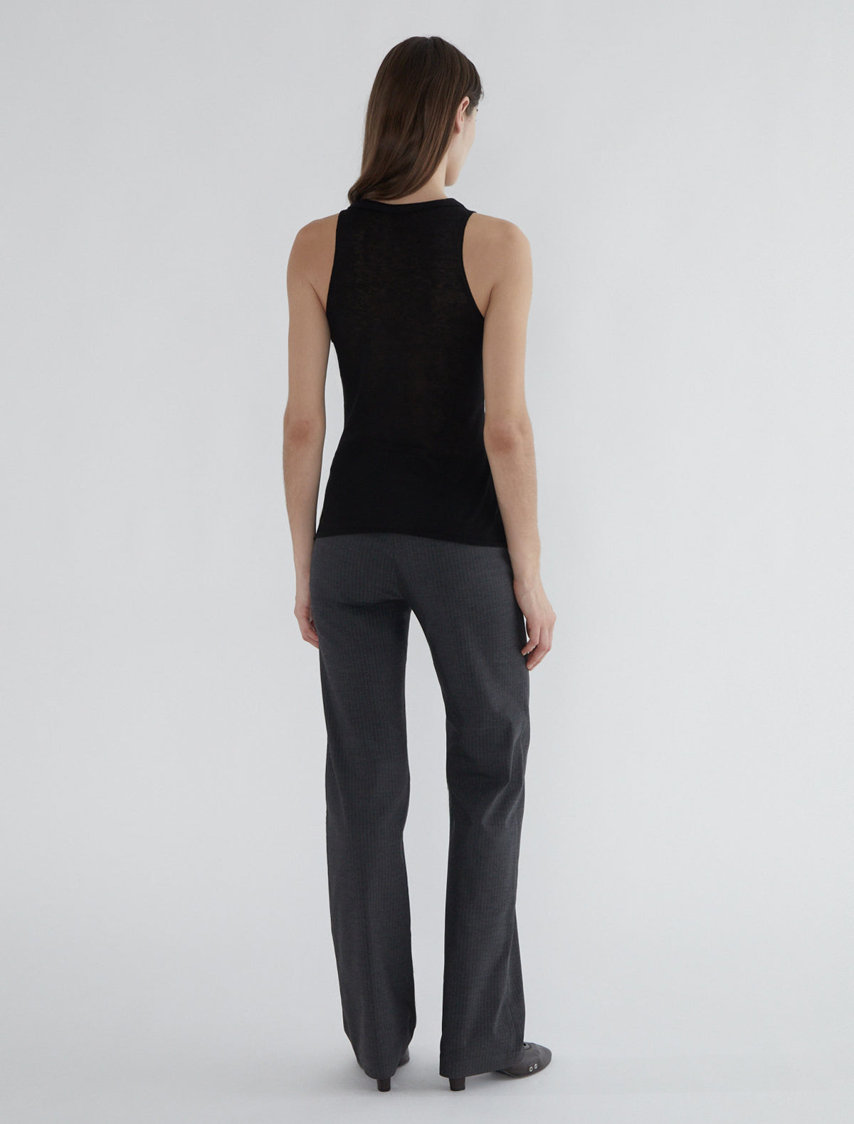 Sil suit fabric straight pants grey