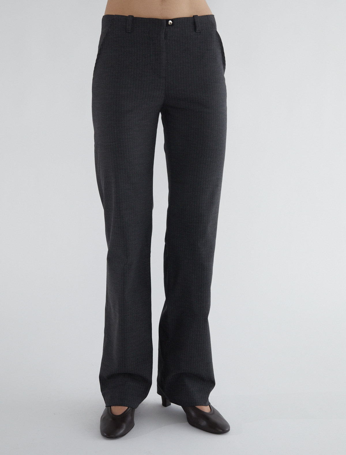 Sil suit fabric straight pants grey