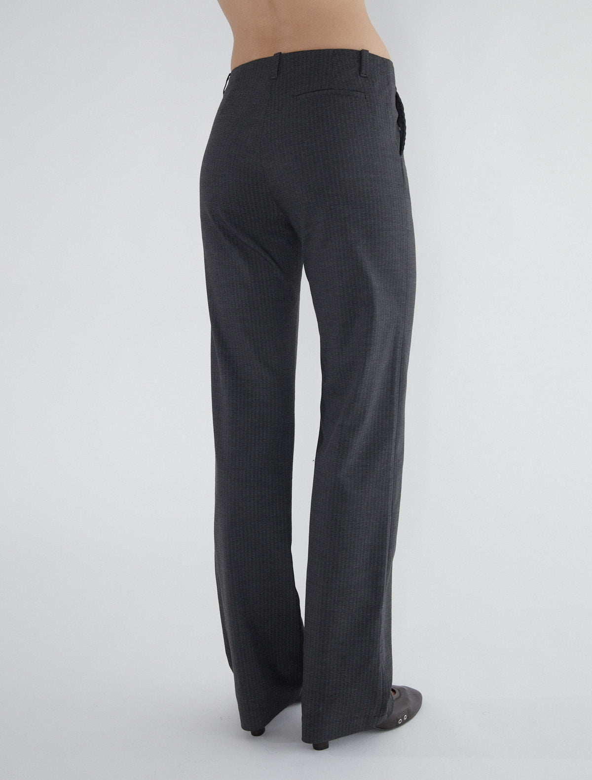 Sil suit fabric straight pants grey