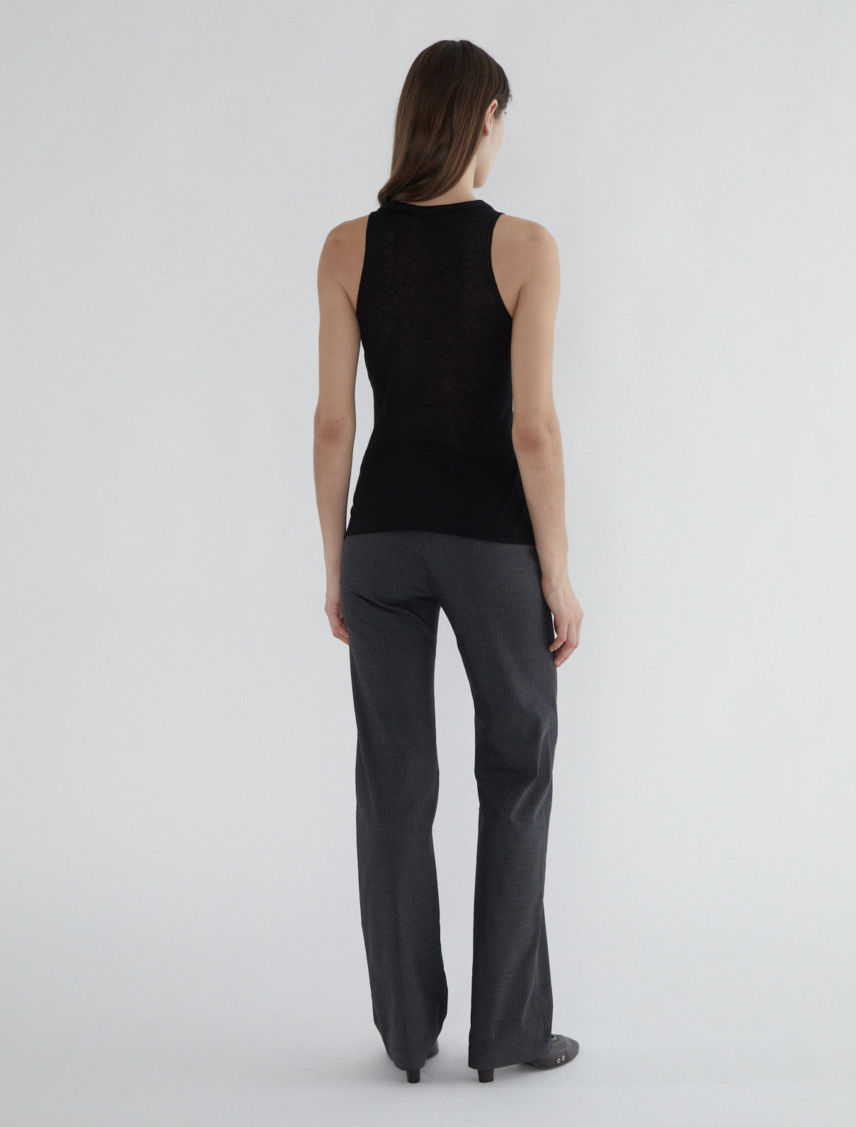 Sil suit fabric straight pants grey