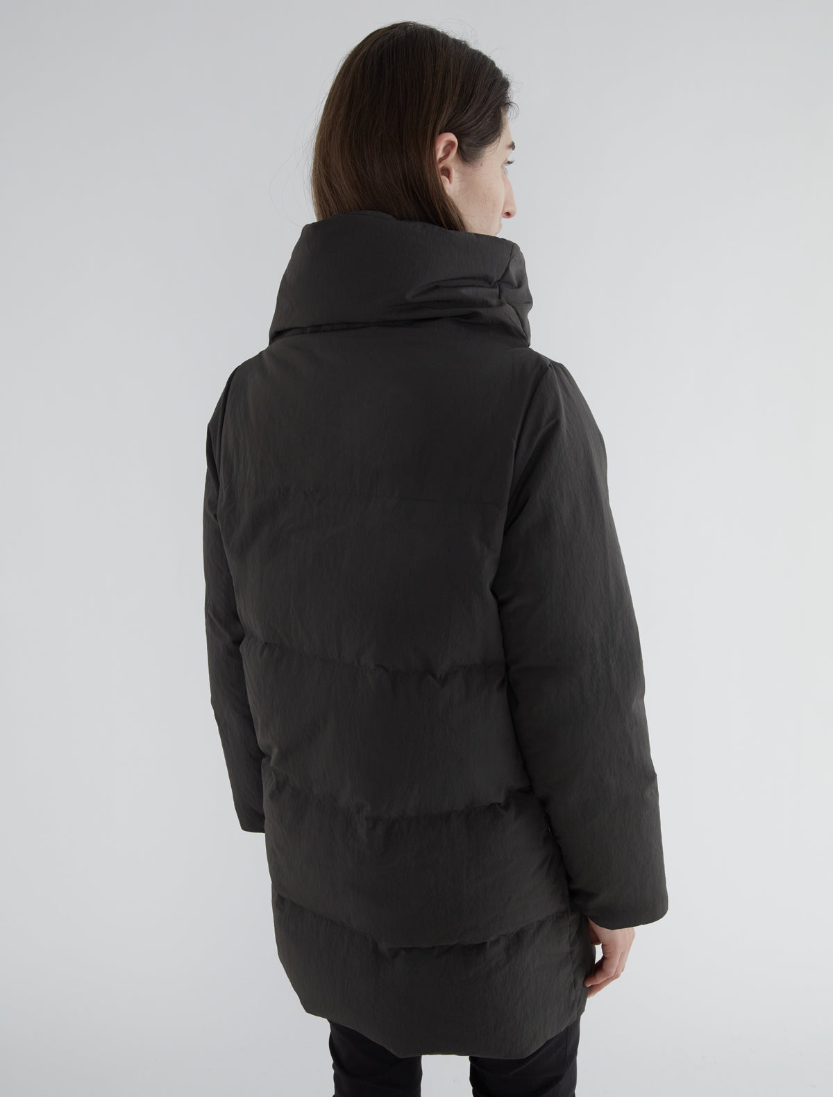 Pruit puffer nylon jacket oversized collar brown