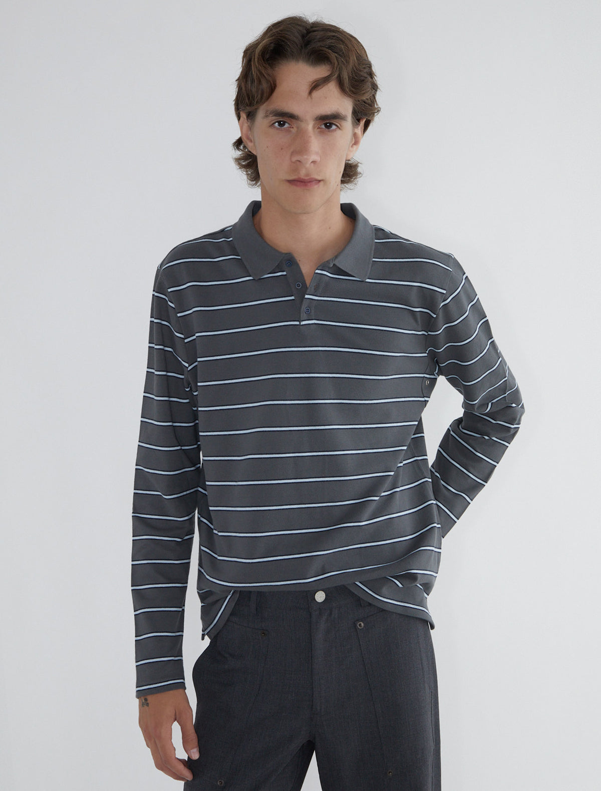Coty striped men polo pique fabric