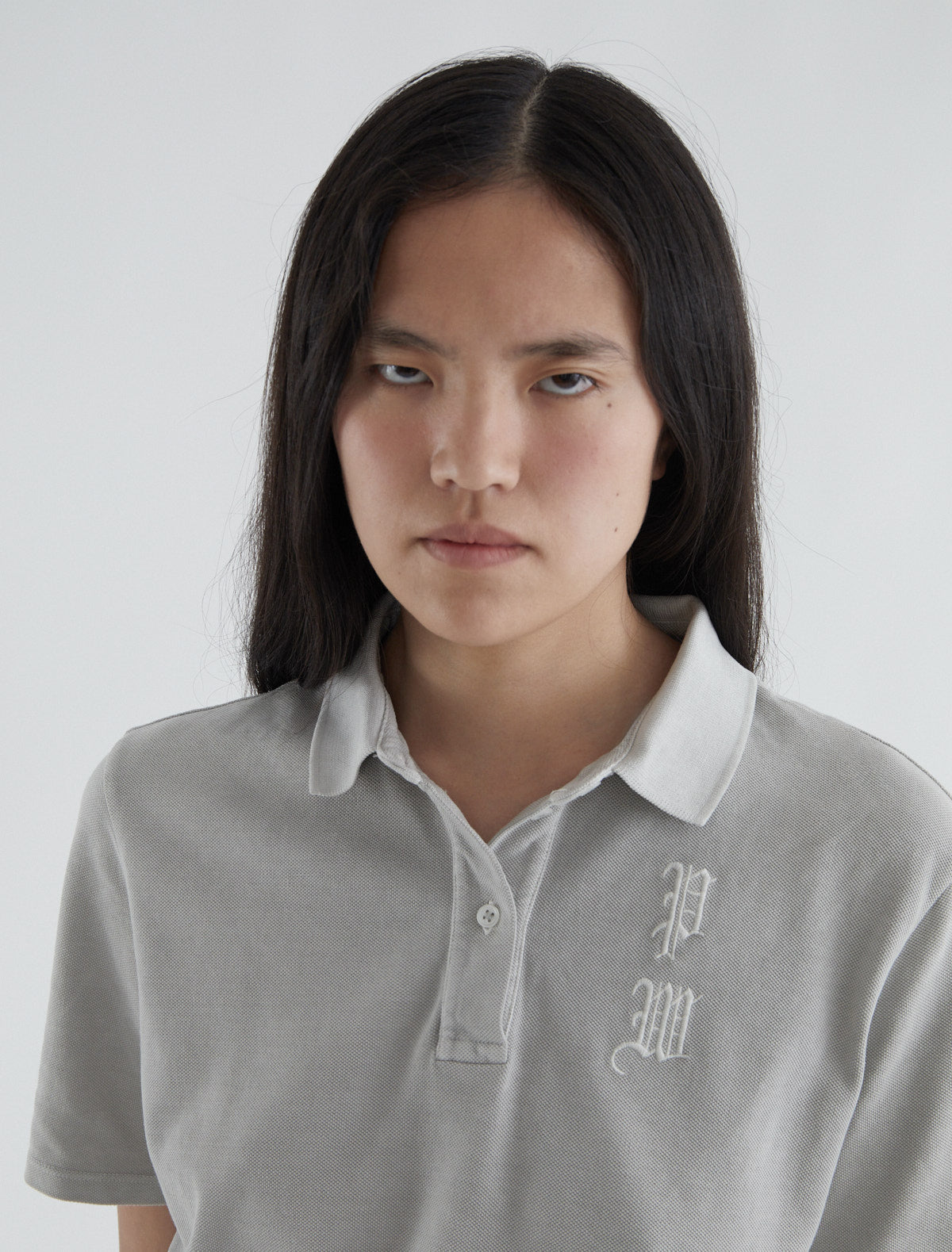 Pw polo short sleeve pique polo shirt brand embroidery grey
