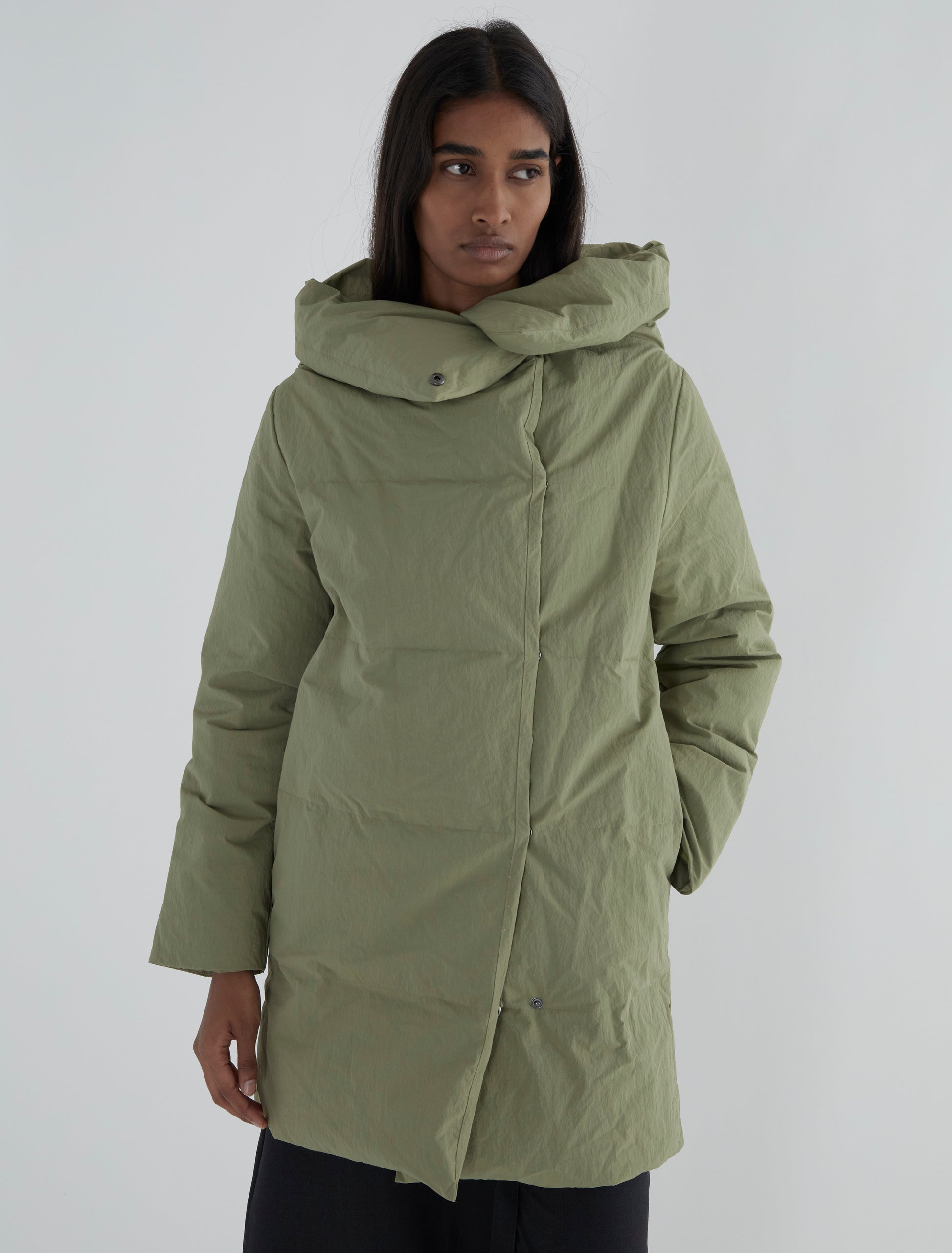 Pruit puffer nylon jacket oversized collar brown