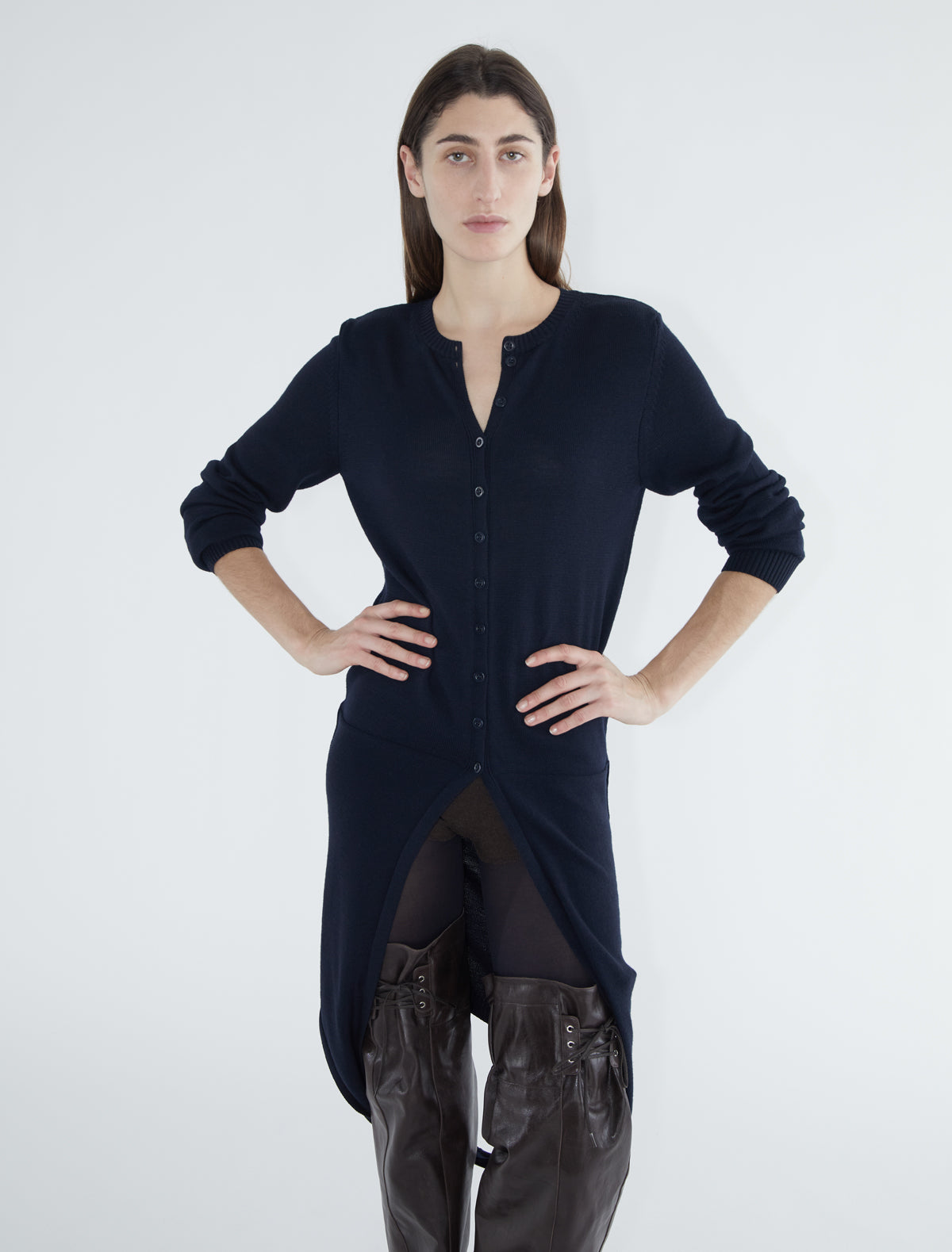 Favi multiposition wool cardigan navy