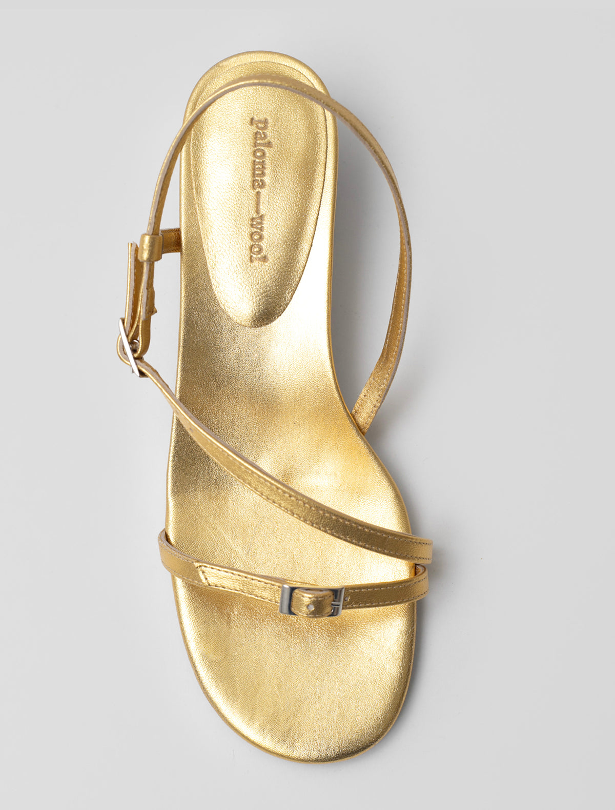 Mara square shaped heel strappy sandals gold