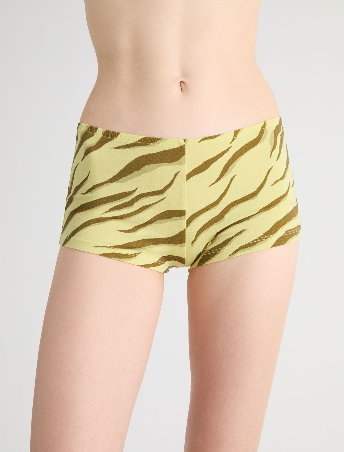 Dio stretchy cotton mini shorts printed motifs yellow