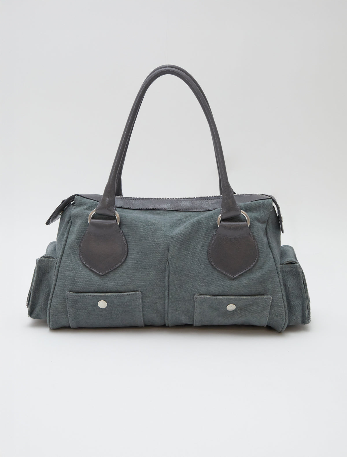 Tilda bowling style leather bag double handles khaki