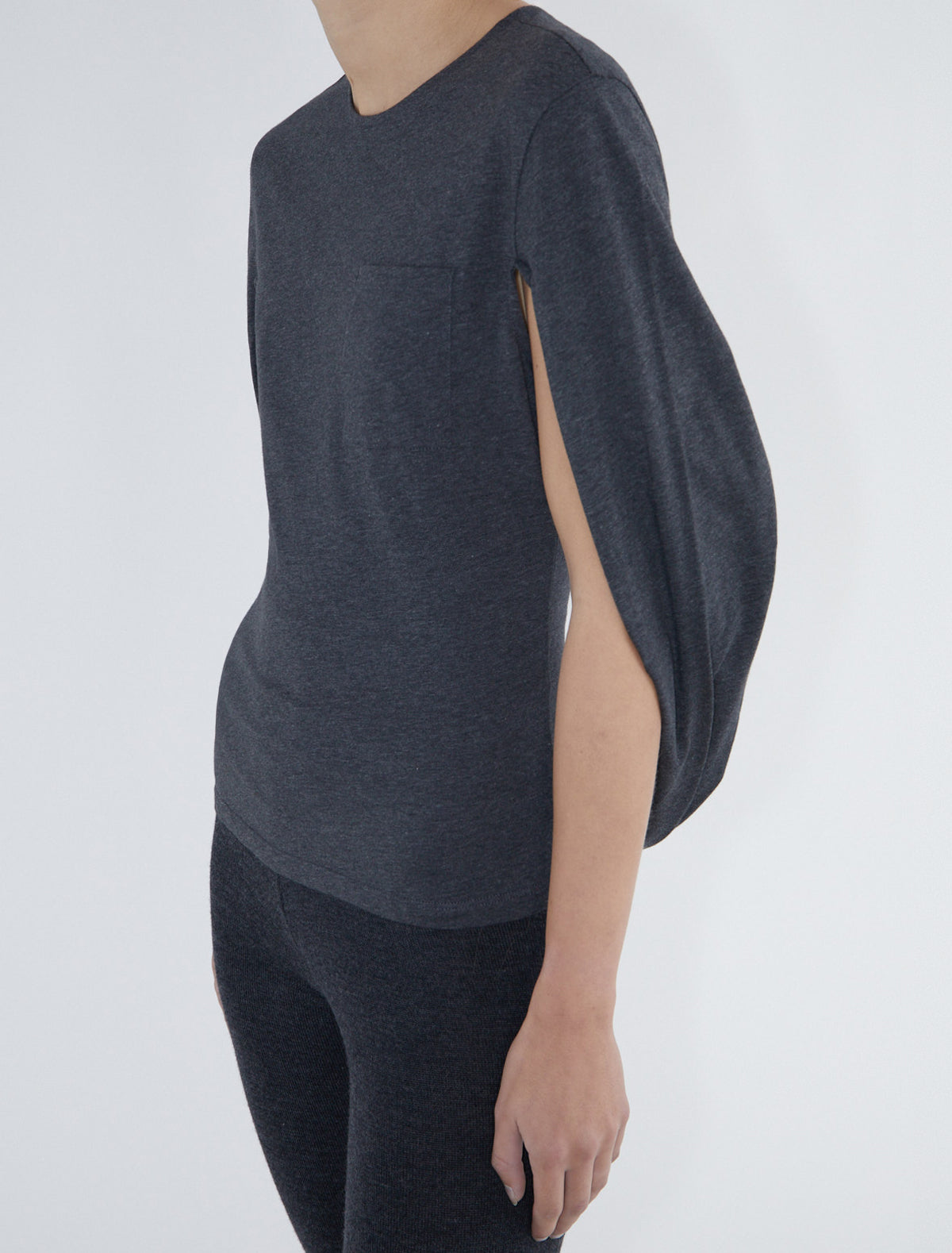 Coriandre cotton top sleeves joined darkgrey