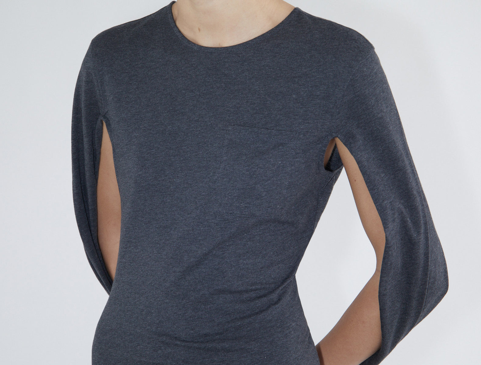 Coriandre cotton top sleeves joined darkgrey