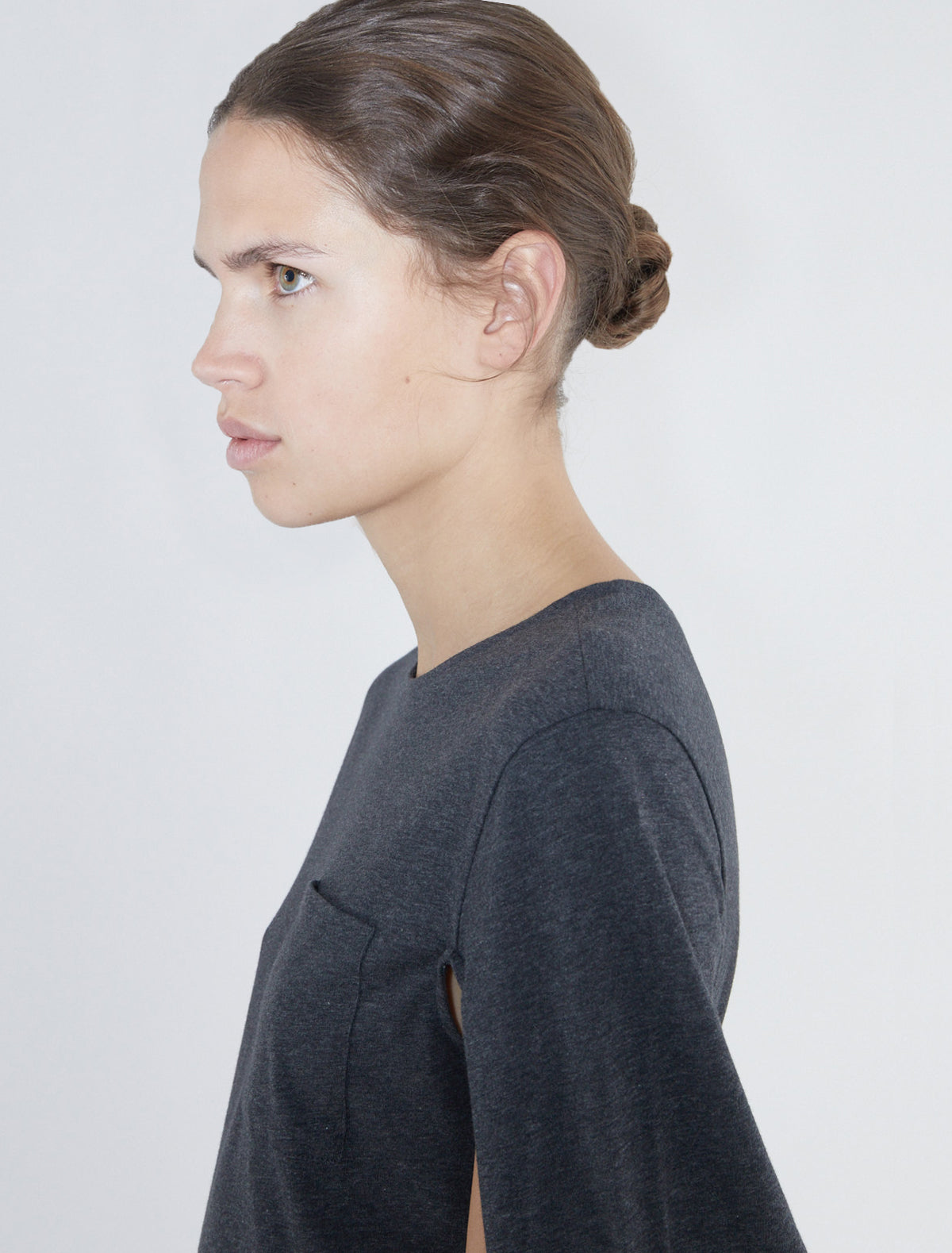 Coriandre cotton top sleeves joined darkgrey