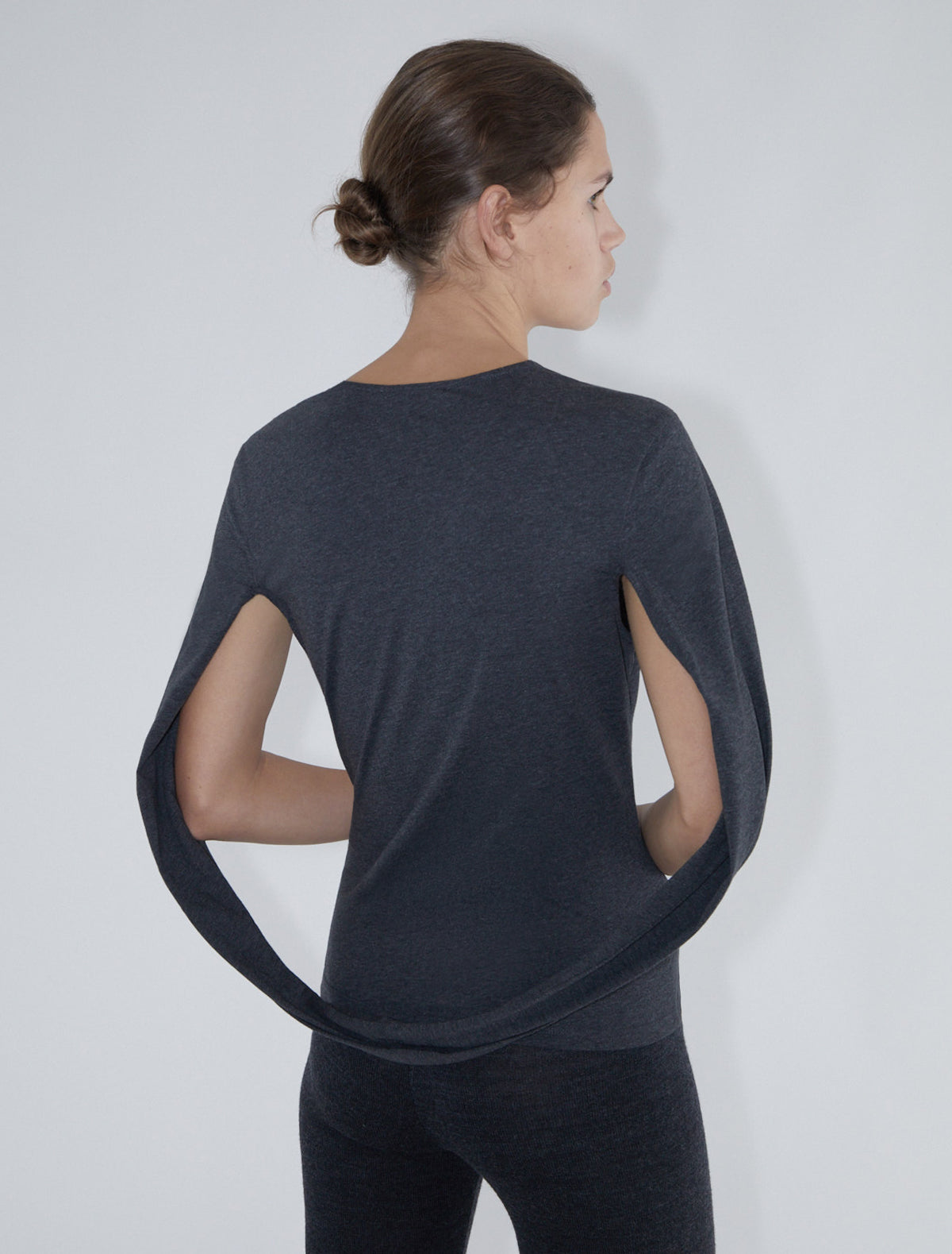 Coriandre cotton top sleeves joined darkgrey