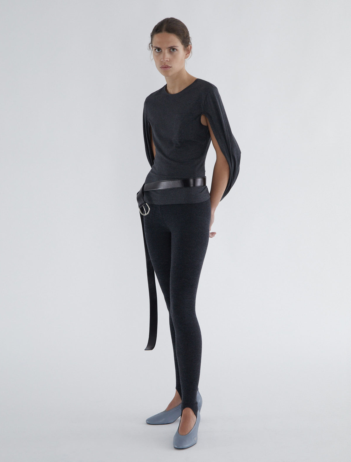 Coriandre cotton top sleeves joined darkgrey