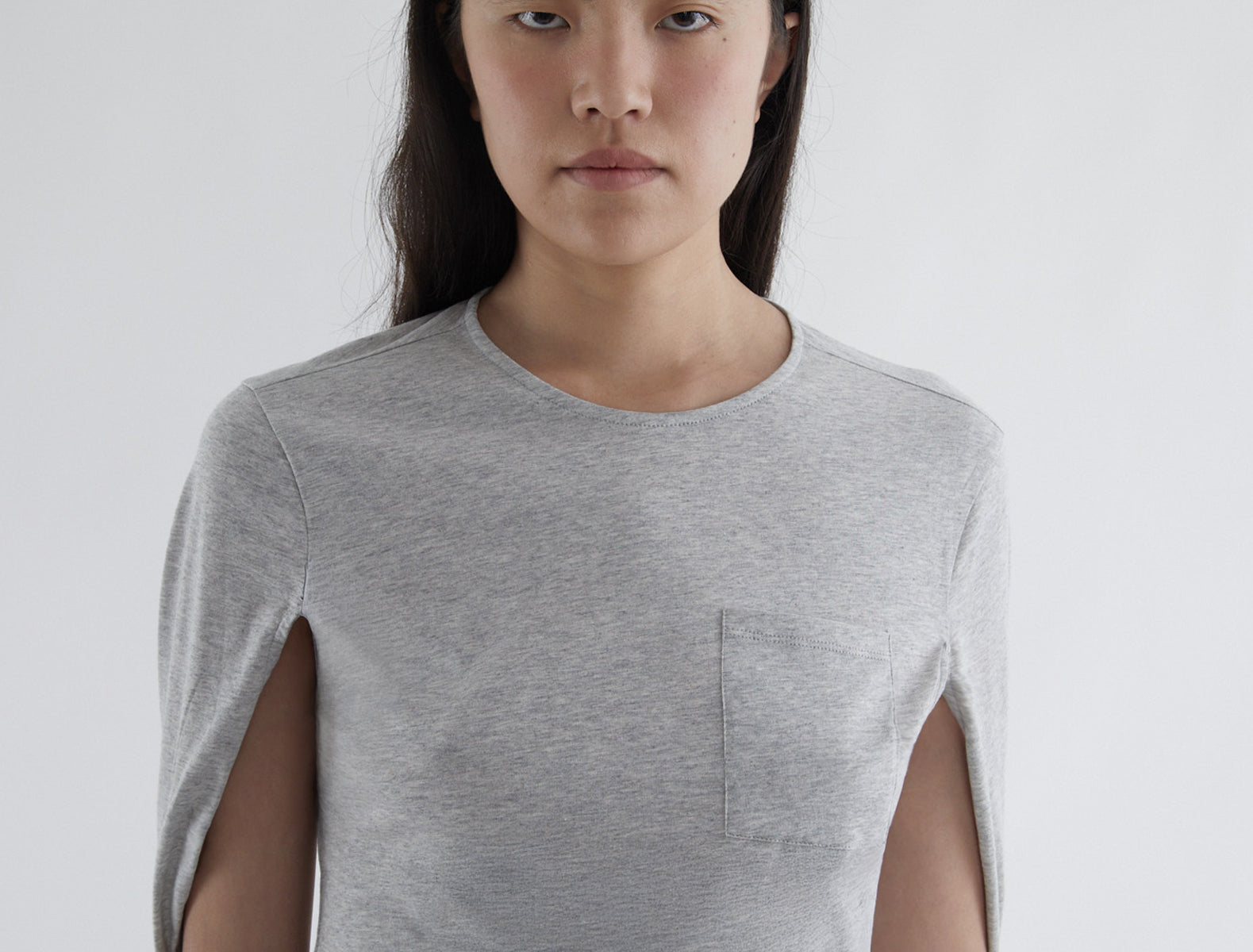 Coriandre cotton top sleeves joined grey