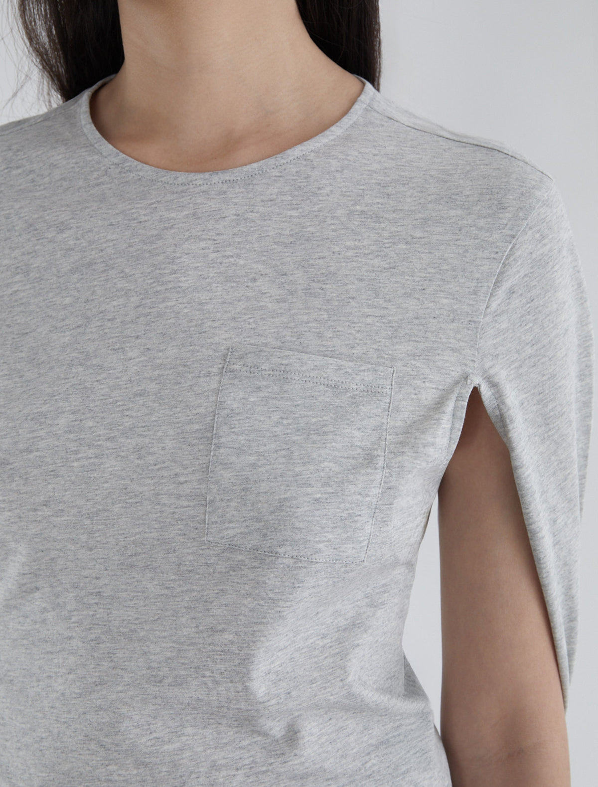 Coriandre cotton top sleeves joined grey