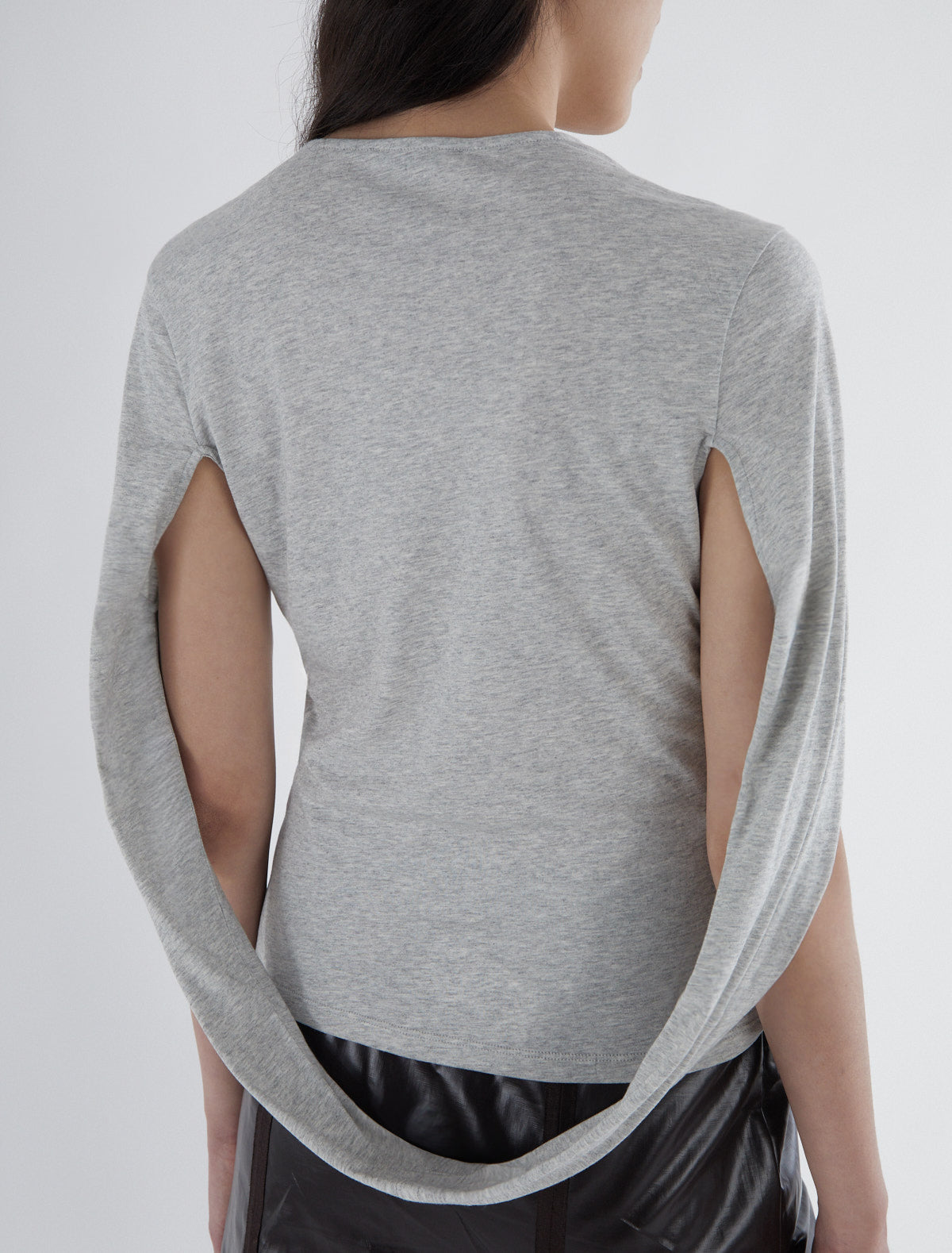 Coriandre cotton top sleeves joined grey