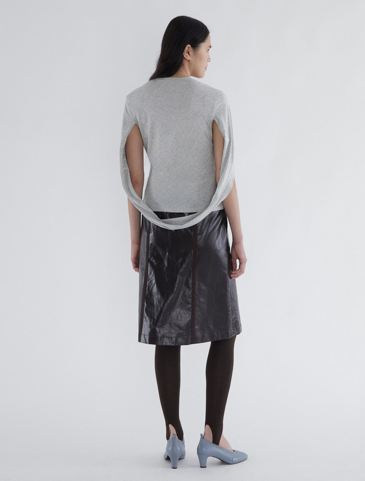 Coriandre cotton top sleeves joined grey