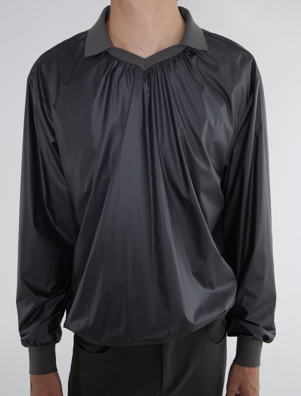 Denis nylon men polo knitted collar cuffs hem