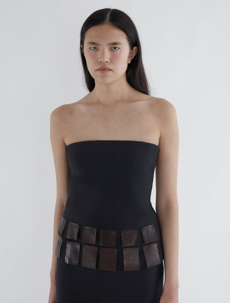 DIANA-Fitted tailoring bandeau top with leather flaps – paloma wool