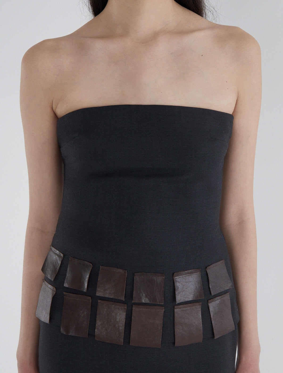 Diana fitted tailoring bandeau top leather flaps