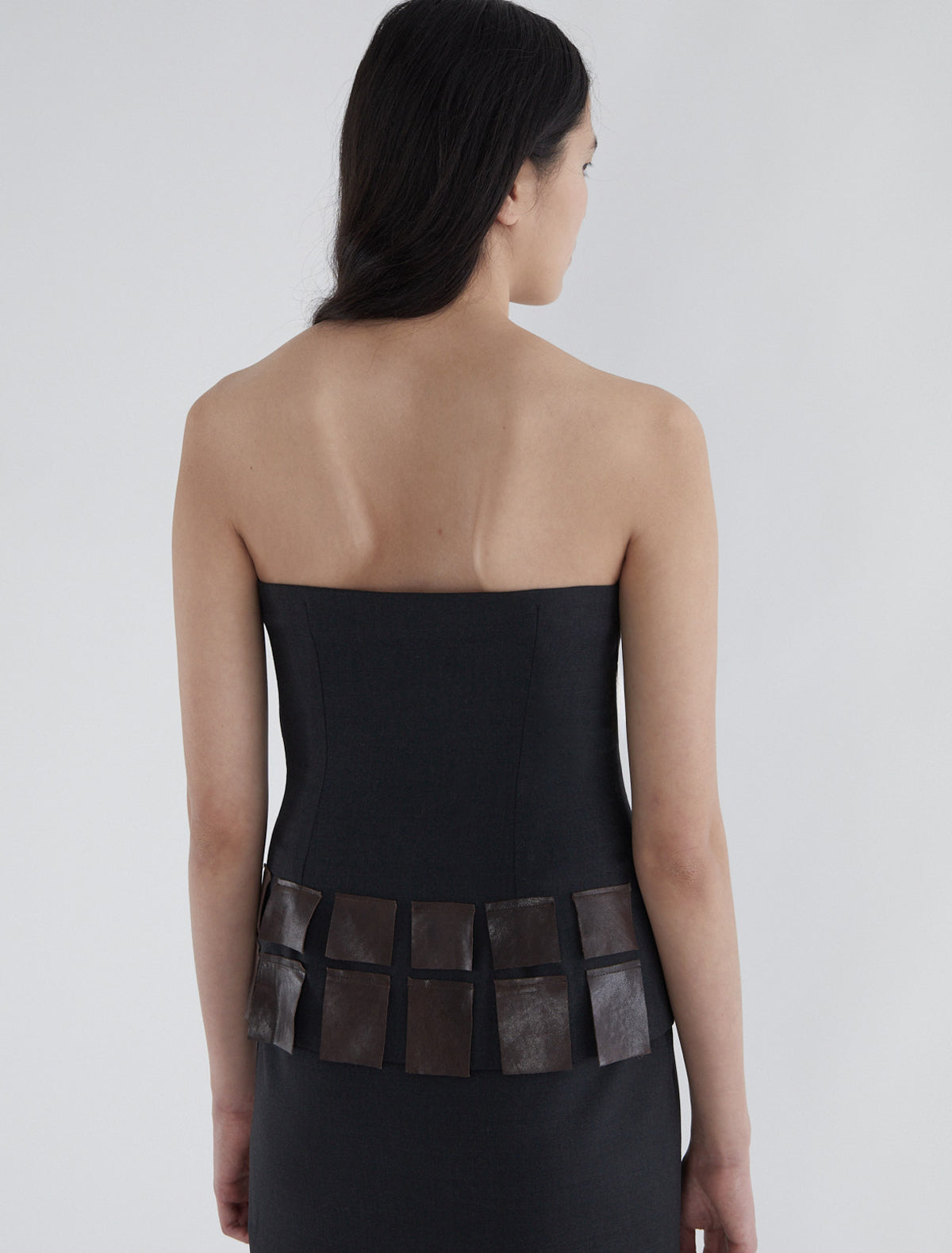 Diana fitted tailoring bandeau top leather flaps