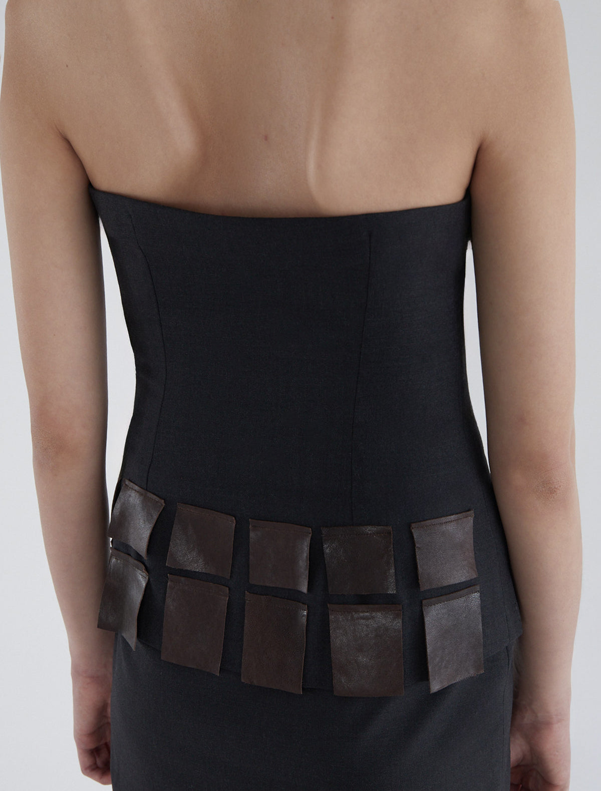 Diana fitted tailoring bandeau top leather flaps