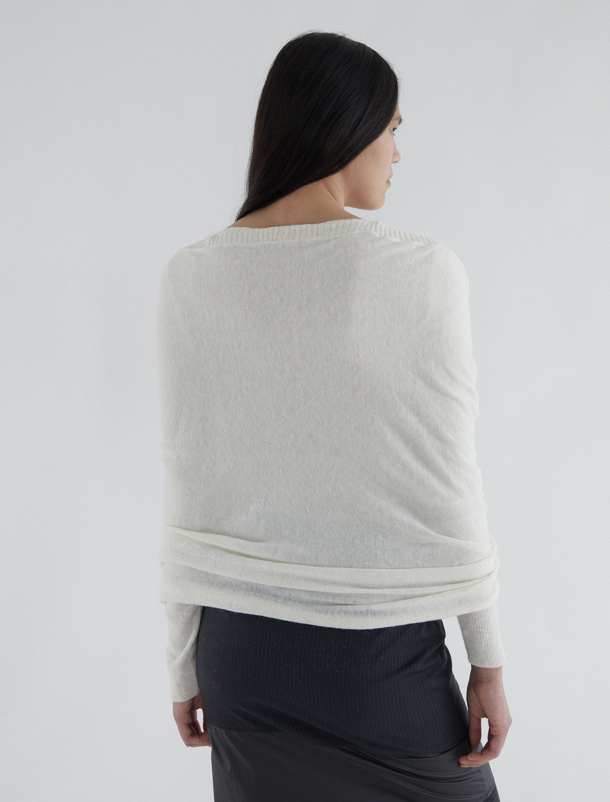 Elio ribbed sweater crossover piece white