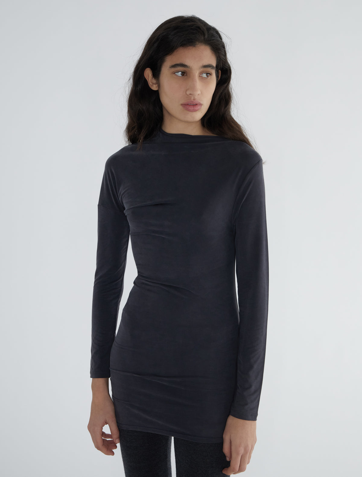 Jojo asymmetric long sleeve cupro top