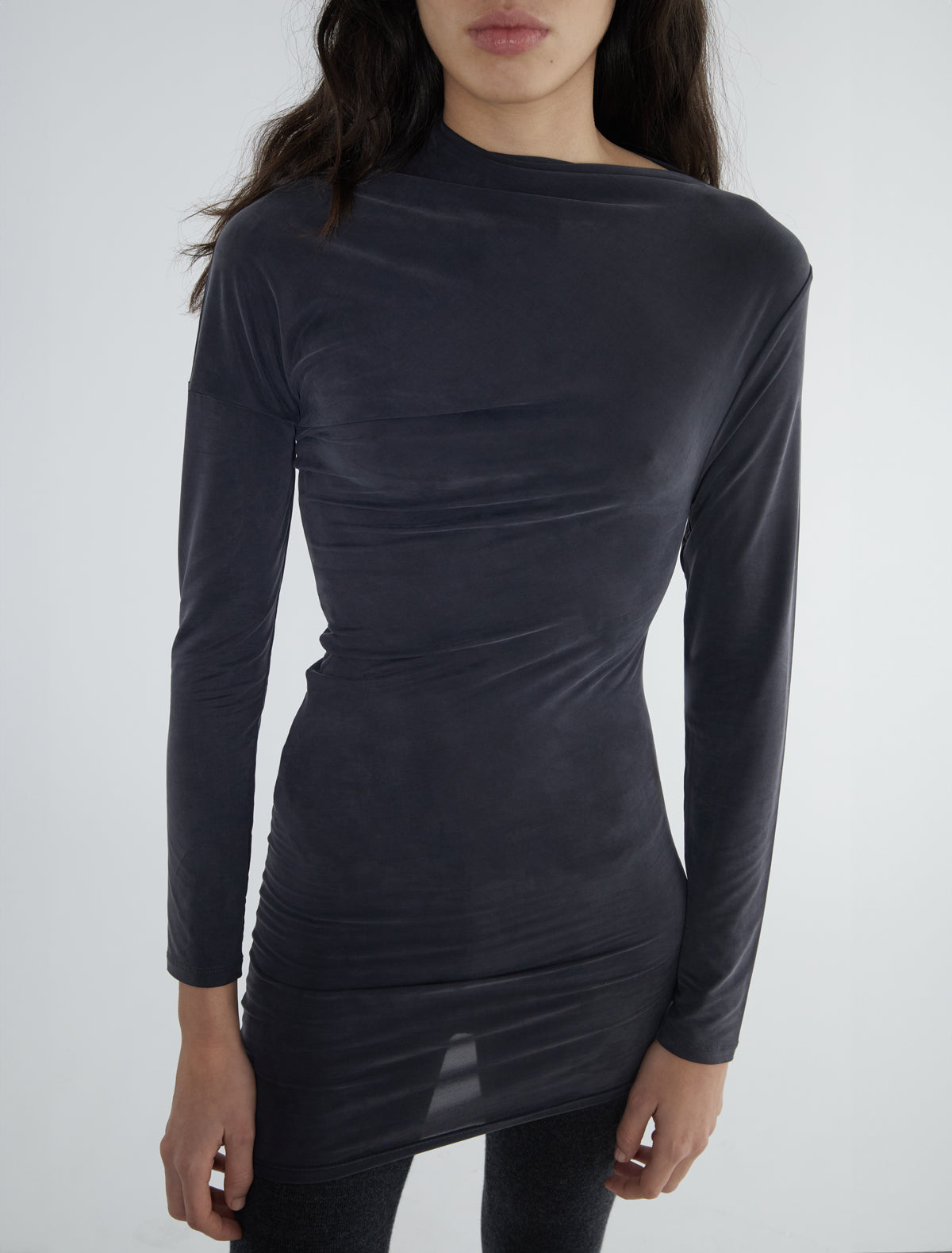 Jojo asymmetric long sleeve cupro top