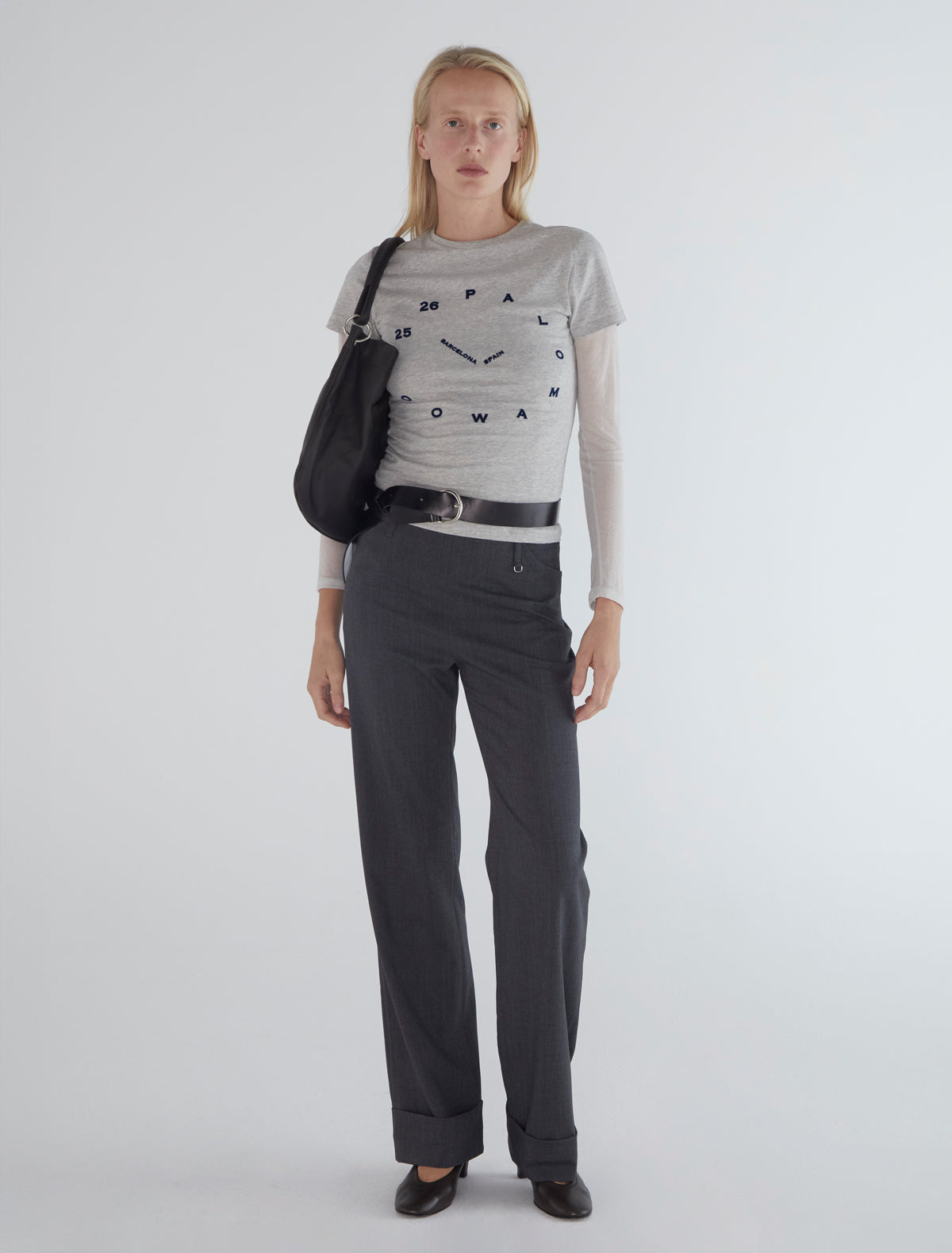 Lomba pants wide hem belt loop grey