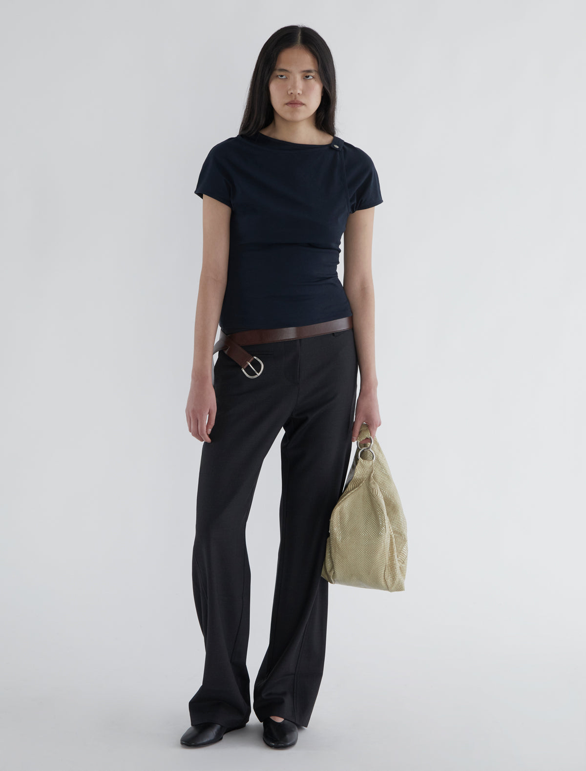 TUKA-Navy short-sleeve top with a double-layered front – paloma wool