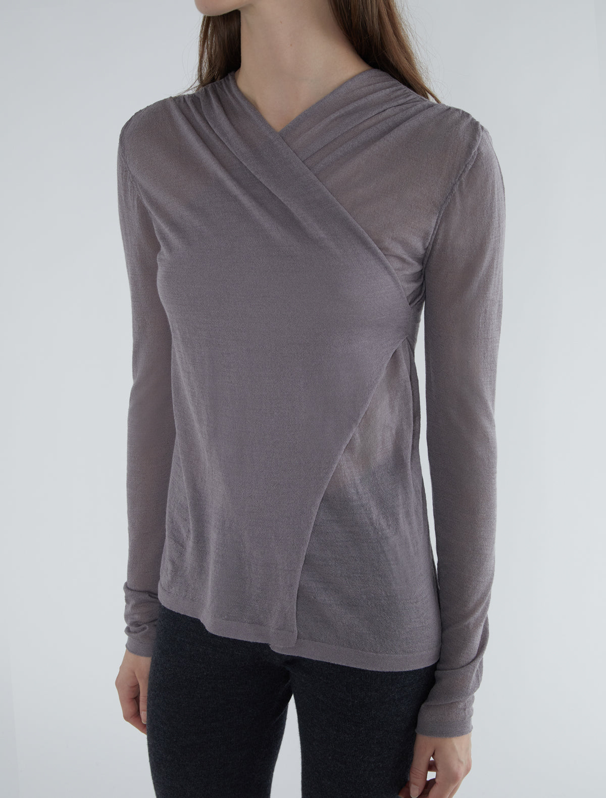Coeba crossover top gathered shoulders lightgrey