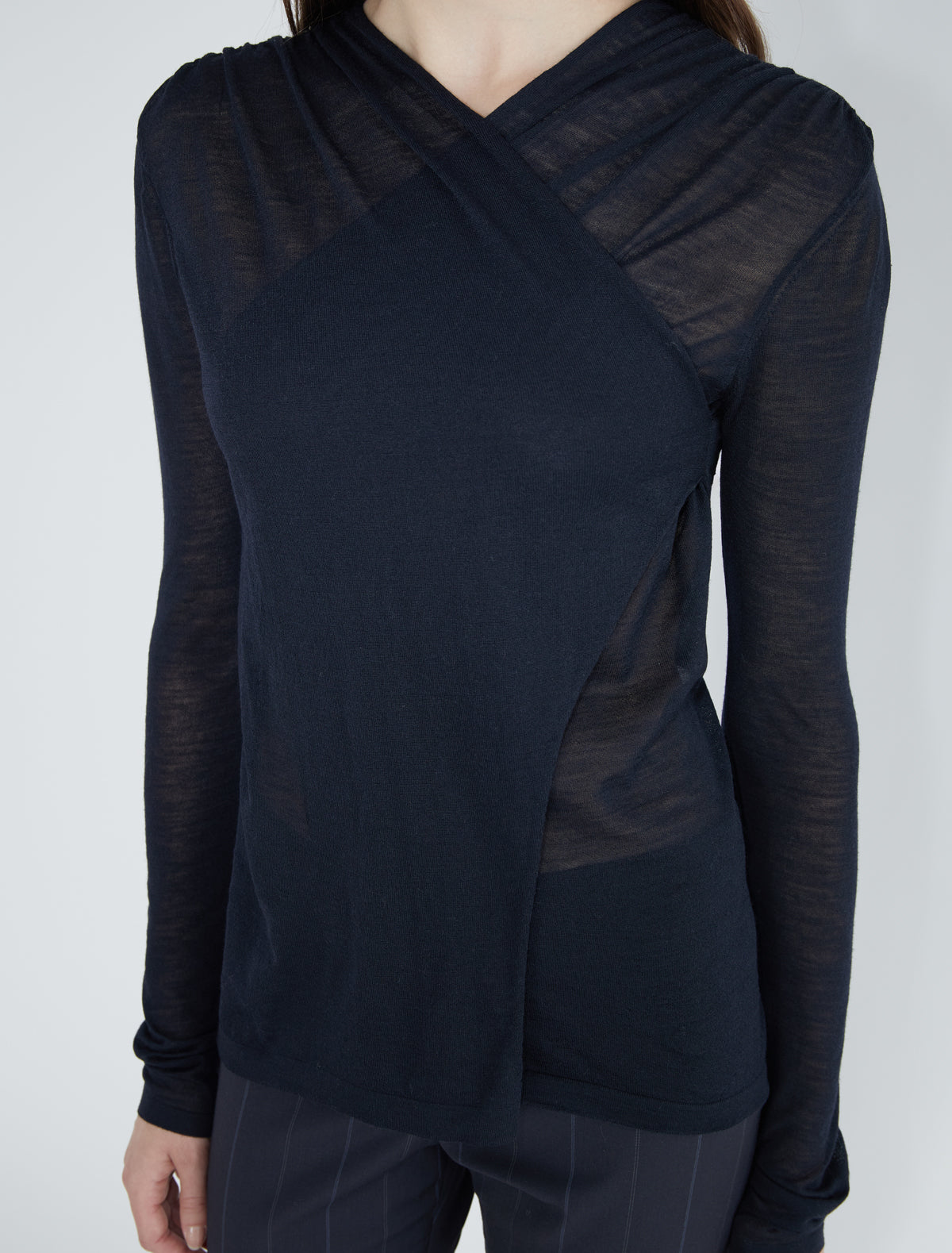 Coeba crossover top gathered shoulders black